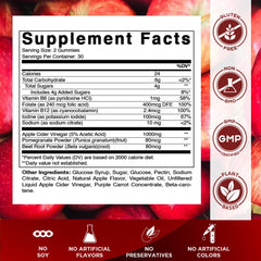 Vitamatic ACV Gummies texture close-up highlighting glossy chewy apple flavor.