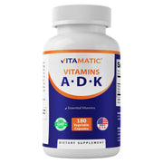 Vitamatic ADK bottle and capsules for bone support and calcium absorption.