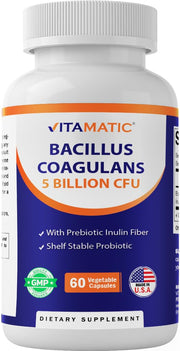Vitamatic Bacillus Coagulans cápsulas vegetales para uso diario.