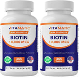 Vitamatic Biotin 10000mcg bottle for daily hair and nail support