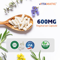 Vitamatic Boric Acid Vaginal Suppositories capsule exterior displaying vegetarian capsule shell.