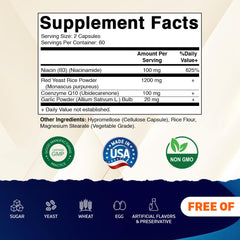 Vitamatic Citrinin-Free Red Yeast Rice capsules with CoQ10 and Niacin in veggie form