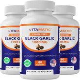 Vitamatic fermented black garlic capsules bottle with odorless formula for easy daily use