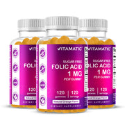 Vitamatic Folic Acid Gummies orange bottle – tasty prenatal boost with 1000 mcg per gummy