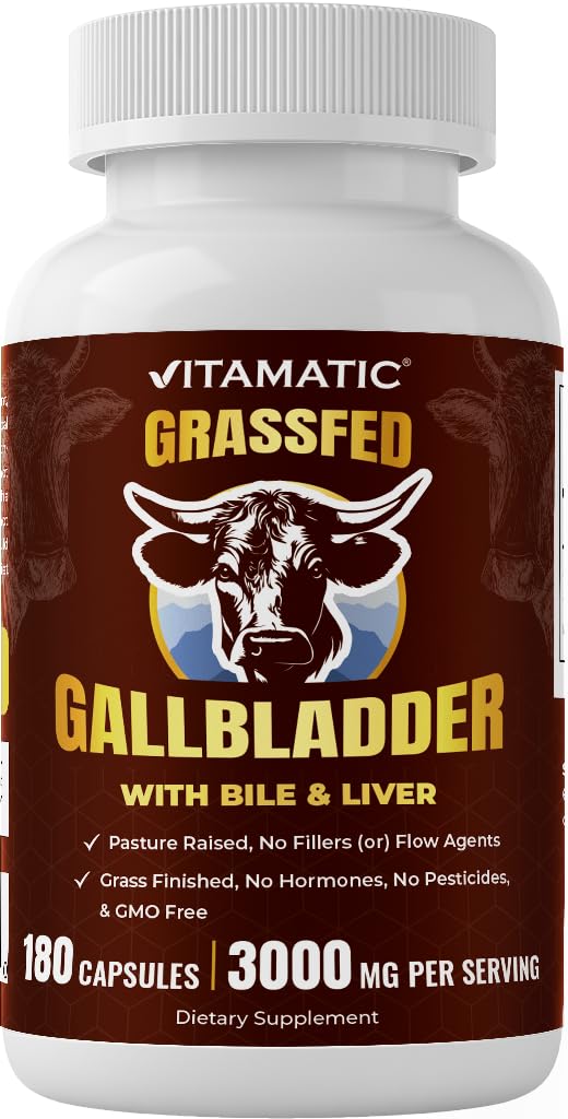 Vitamatic bottle of grass-fed gallbladder capsules for daily wellness support