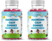Vitamatic Kids Magnesium Calm Gummies raspberry flavor bottle supports daily wellness.