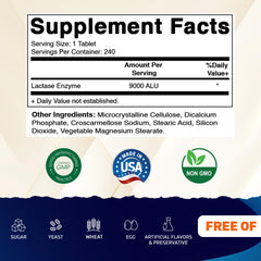 Vitamatic Lactase Enzyme 9000 caplets close-up for dosing.