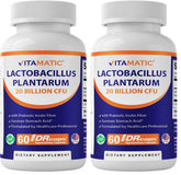 Vitamatic Lactobacillus Plantarum bottle front for daily digestive support.