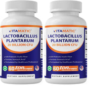 Vitamatic Lactobacillus Plantarum bottle front for daily digestive support.