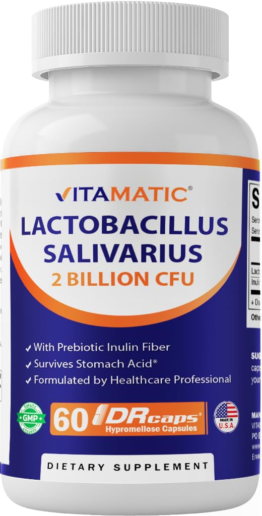 Vitamatic Lactobacillus Salivarius 2B CFU DR Capsule bottle for daily digestive support