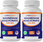 Vitamatic Magnesium bottle front showing extra strength formula for muscle and nerve support.