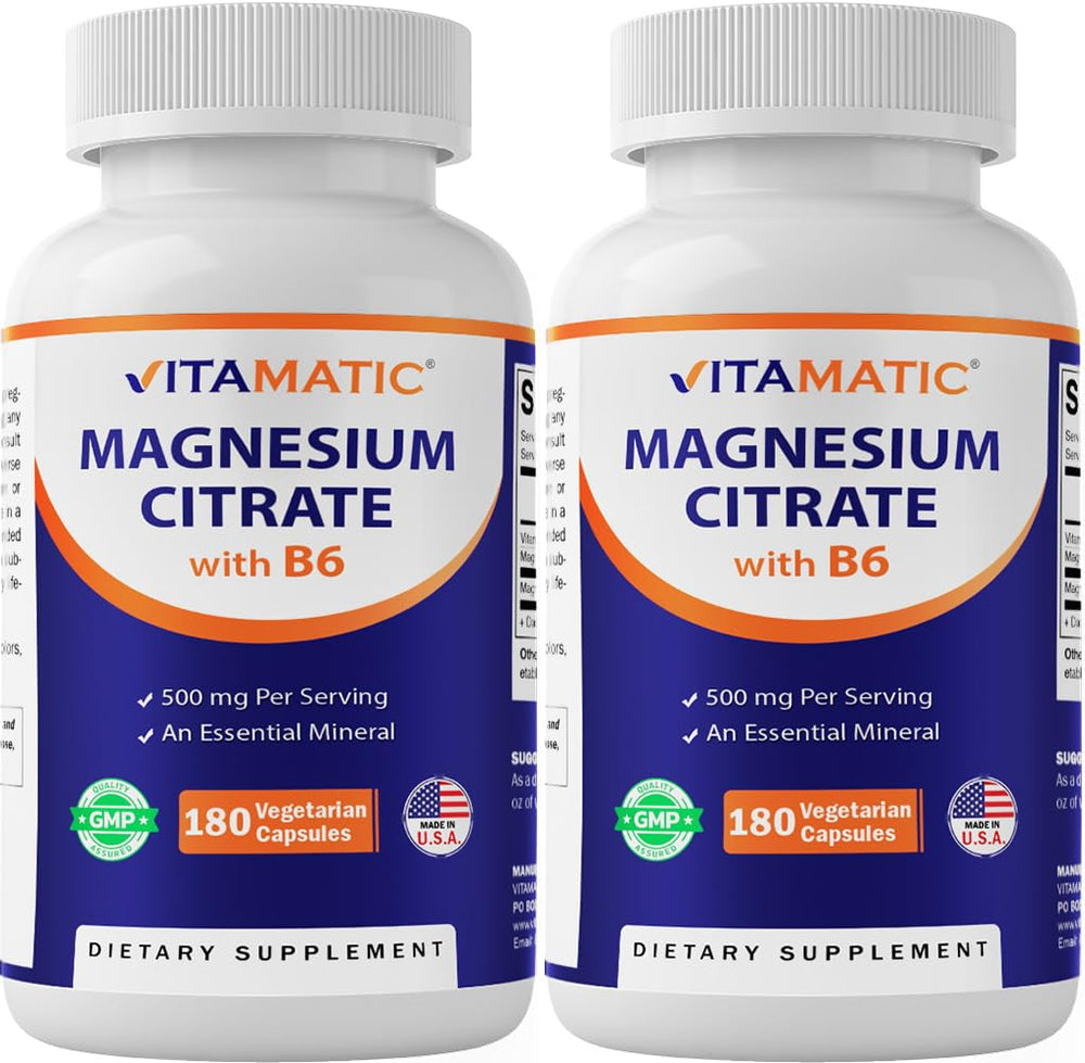 Vitamatic Magnesium Citrate 500 mg bottle for daily high-potency support.