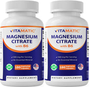 Vitamatic Magnesium Citrate 500 mg bottle for daily high-potency support.