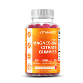 Vitamatic Magnesium Gummies raspberry flavor for tasty daily relaxation.