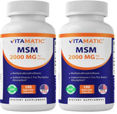 Vitamatic MSM 2000mg bottle front view, capsule form for joint support.