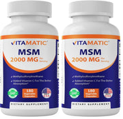 Vitamatic MSM 2000mg bottle front view, capsule form for joint support.