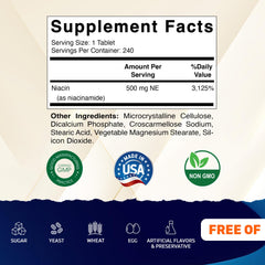 Front view of Vitamatic Niacinamide 500 mg bottle for convenient two-pack supplementation