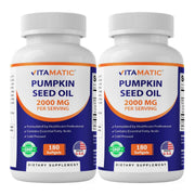 Vitamatic Pumpkin Seed Oil bottle front view for daily wellness support.