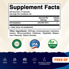 Vitamatic Serrapeptase capsules closeup highlights delayed-release capsules for sustained delivery