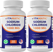Vitamatic Sodium Chloride 1000mg tablets in bottle for hydration support