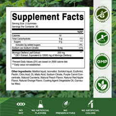 Vitamatic Moringa Gummies red apple flavor with a chewy plant-based option.
