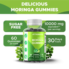Vitamatic Sugar Free Moringa Gummies two-pack packaging for easy daily routine.