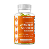 Vitamatic Sugar Free Vitamin D3 gummies in a weekly bottle for convenient support.