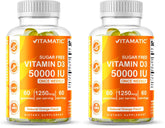 Vitamatic Vitamin D3 bottle with orange gummies for weekly support