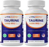 Vitamatic Taurine 2000mg bottle with capsules for convenient daily wellness support.