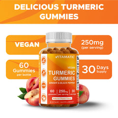 Vitamatic turmeric gummies vegan pectin base for plant-based wellness