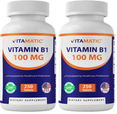 Vitamatic Vitamin B1 100mg bottle with tablets for daily energy support