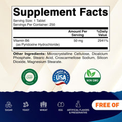 Vitamatic Vitamin B6 tablets inside bottle for daily metabolism support