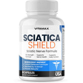 Vitamax Sciatica Shield bottle front for daily nerve support.