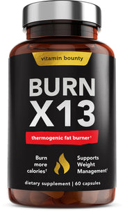 Vitamin Bounty Burn X13 bottle-front with 60 capsules for daily thermogenic support
