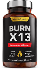 Vitamin Bounty Burn X13 bottle-front with 60 capsules for daily thermogenic support