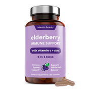 Vitamin Bounty Elderberry Capsules packaging highlights immune support and the 5-in-1 blend