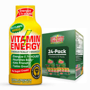 Vitamin Energy B12 mango shot 24-pack cover, signaling bold energy for busy days.