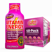 Vitamin Energy B12 pink berry energy shot bottle for high-potency energy.