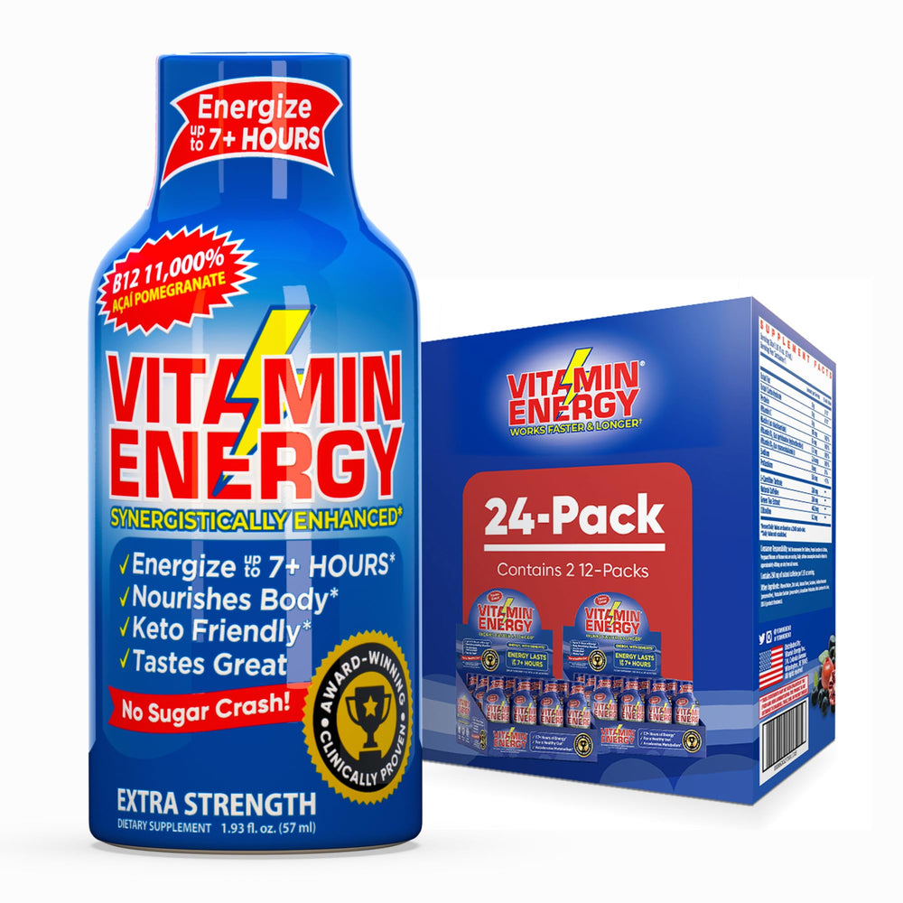 Vitamin Energy B12 shot with acai-pomegranate for sustained energy at work