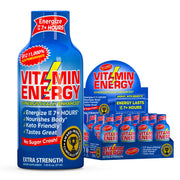 Vitamin Energy B12 shot bottle pour shows quick energy on the go