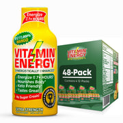 Vitamin Energy B12 Mango Shot bottle on a desk for quick focus and sustained energy