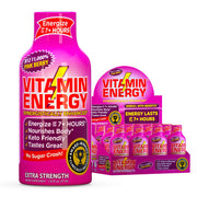 Vitamin Energy B12 Pink Berry shot front view for on-the-go energy.