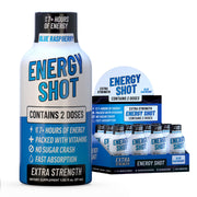 Vitamin Energy Blue Raspberry shot bottle for quick, sugar-free energy and focus