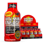 Vitamin Energy Burner+ bottle pour shows 260mg caffeine for workout energy.