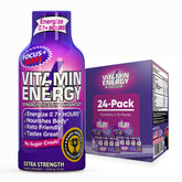 Vitamin Energy Focus+ Berry Shot bottle front ready for a busy day