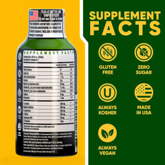 Close up of Vitamin Energy Focus+ Blue Raspberry label highlighting caffeine and vitamins