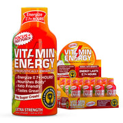 Vitamin Energy Focus+ fruit punch shot bottle for on-the-go focus and zero sugar