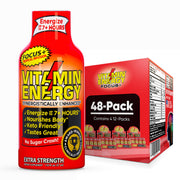Vitamin Energy Focus Shot tropical bottle closeup for quick on-the-go energy.