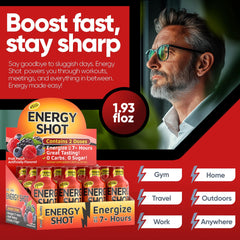 Vitamin Energy Fruit Punch Shot ingredients show caffeine and B-vitamins for alertness