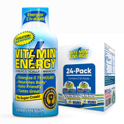 Vitamin Energy Hydration+ blue raspberry shot bottle close up for hydration